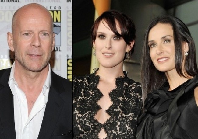 Rumer Willis with Demi Moore and Bruce Willis